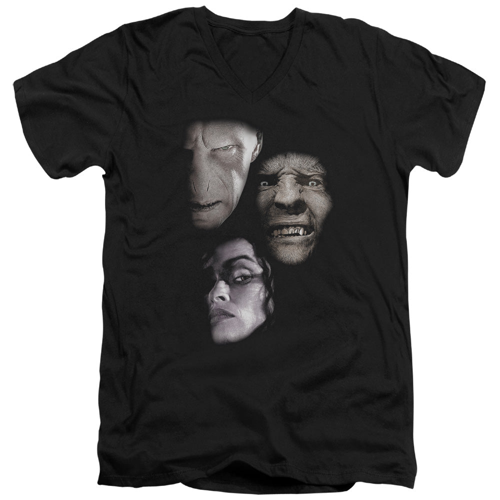 Harry Potter Villian Heads Mens Slim Fit V-Neck T Shirt Black