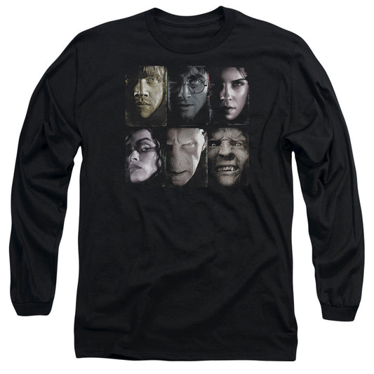 Harry Potter Horizontal Heads Mens Long Sleeve Shirt Black Officially Licensed