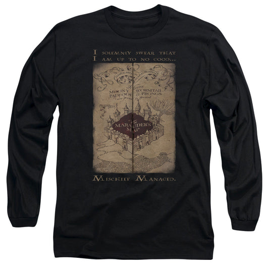 Harry Potter Marauders Map Words Mens Long Sleeve Shirt Black Officially Licensed