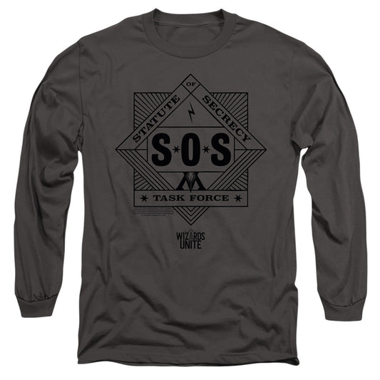 Harry Potter Wizards Unite Sos Task Force Mens Long Sleeve Shirt Charcoal Officially Licensed