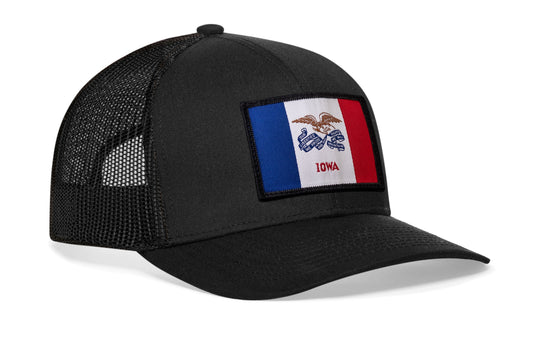 Iowa Flag Trucker Haka Hat Black Iowa Flag Snapback