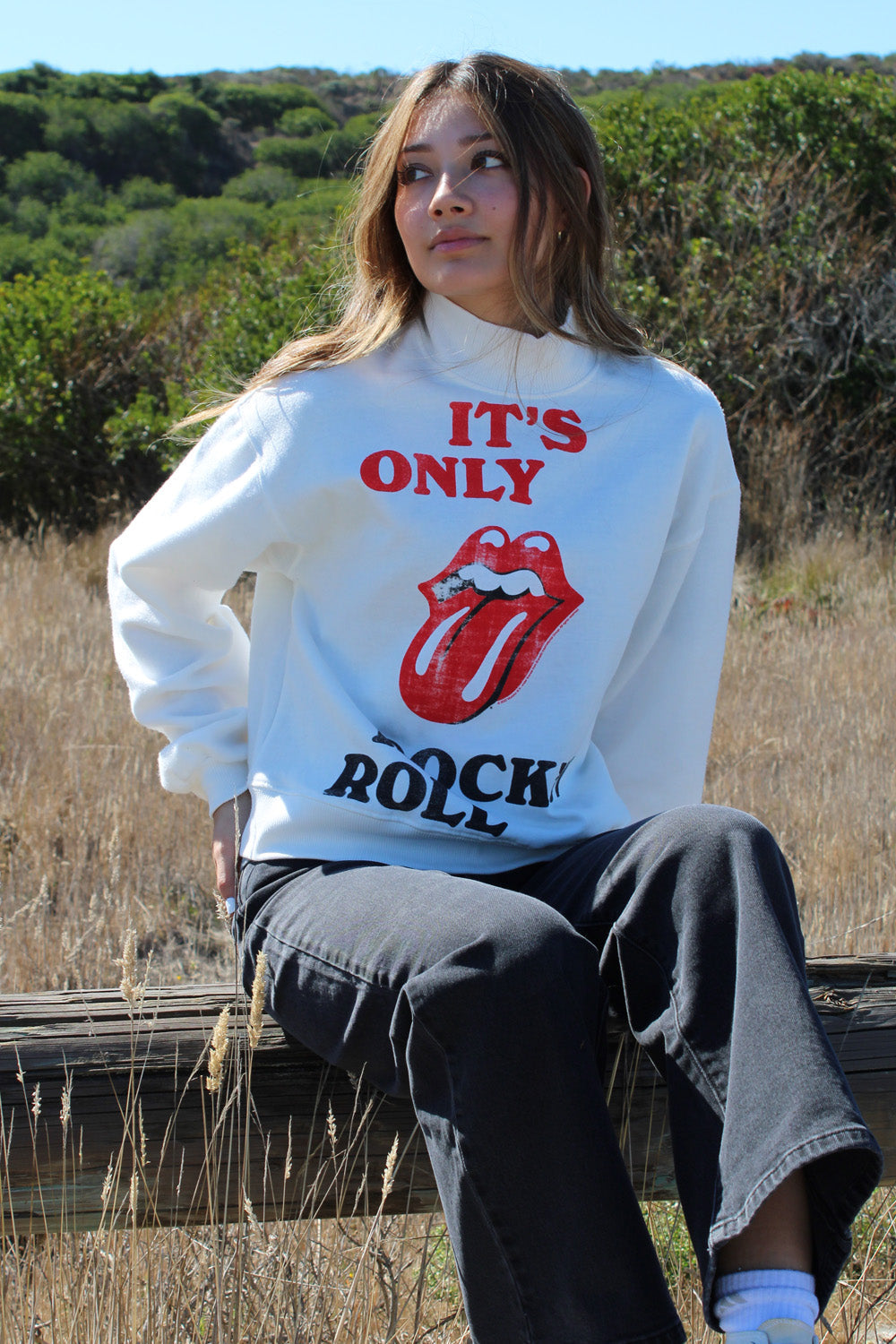 The Rolling Stones "It’s Only Rock N' Roll" Womens Crewneck Sweatshirt White