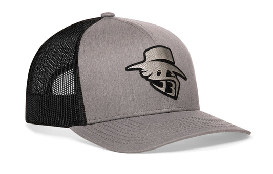 JBR Silver Logo Haka Hat Gray Black Metallic Leather Snapback