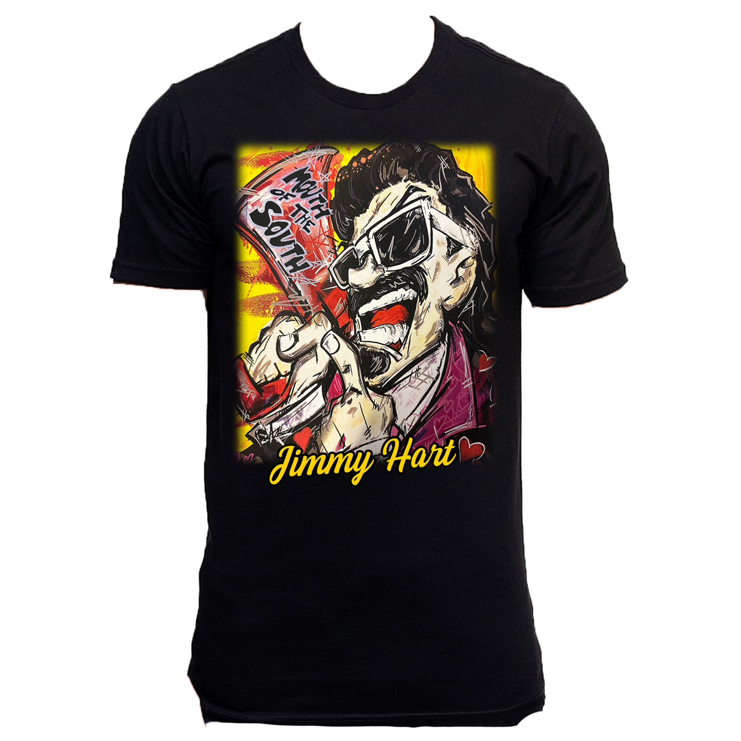 Jimmy Hart Caricature Painting Mens T Shirt Black