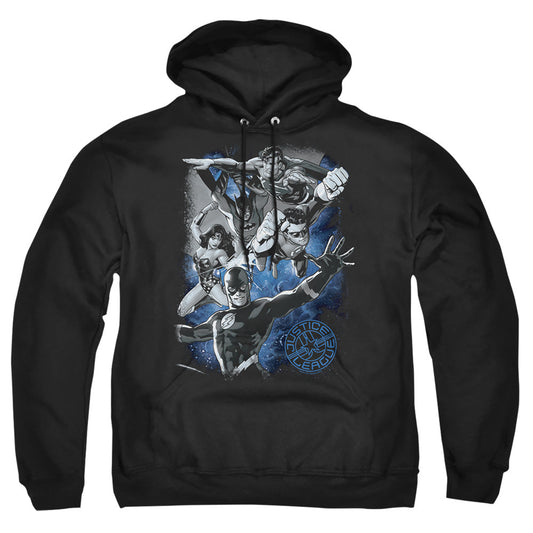 Justice League Of America Galactic Attack Nebula Mens Hoodie Black