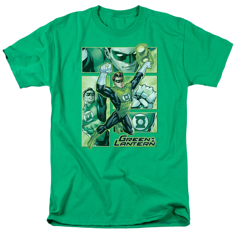 Justice League Of America Green Lantern Panels Mens T Shirt Kelly Green
