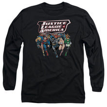 Load image into Gallery viewer, Jla Charging Justice Mens Long Sleeve Shirt Black Officially Licensed