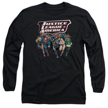 Load image into Gallery viewer, Jla Charging Justice Mens Long Sleeve Shirt Black Officially Licensed
