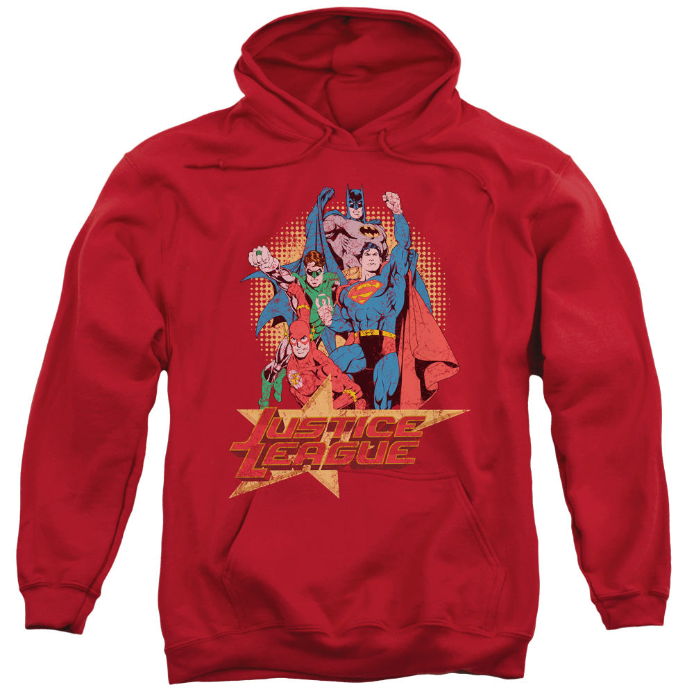 Justice League Raise Your Fist Mens Hoodie Red