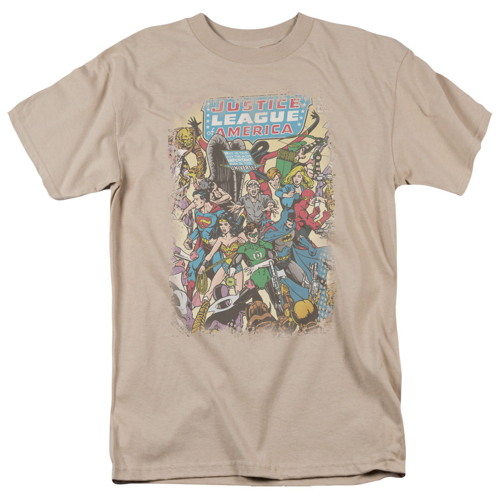 Justice League Of America Most Important Man Mens T Shirt Sand