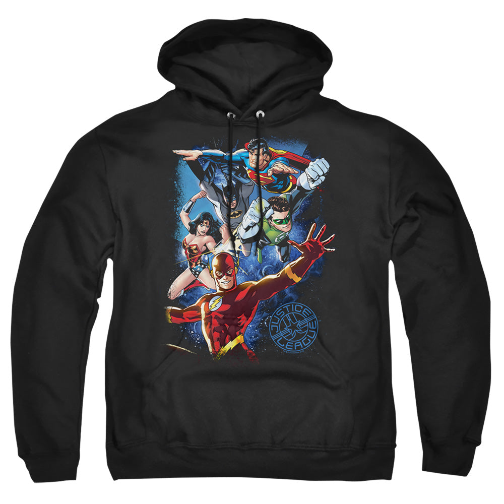 Justice League Of America Galactic Attack Color Mens Hoodie Black