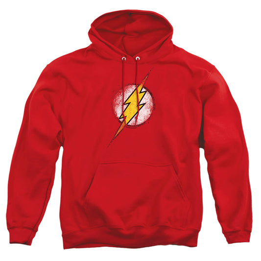 Justice League Of America Destroyed Flash Logo Mens Hoodie Red