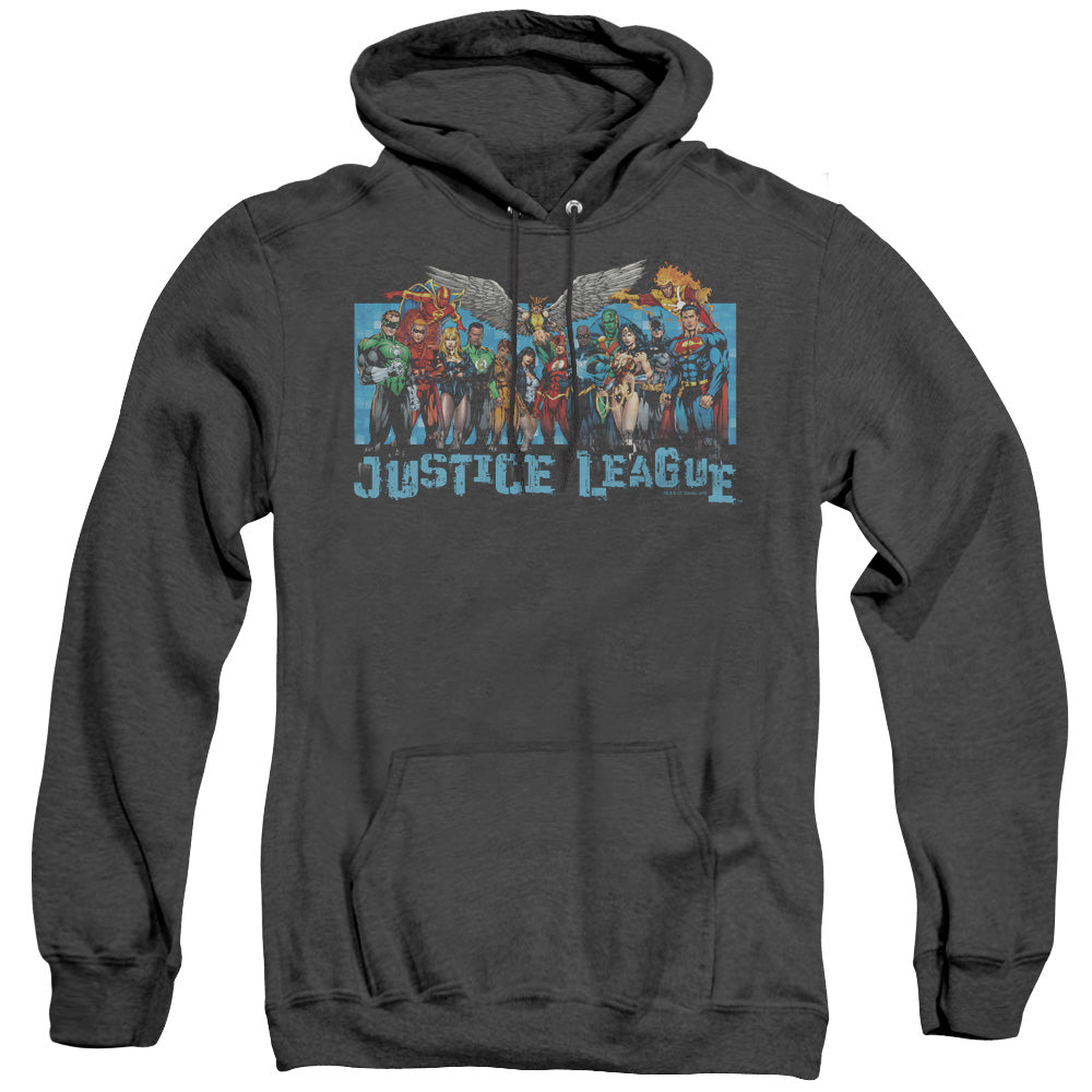 Justice League League Lineup Heather Mens Hoodie Black