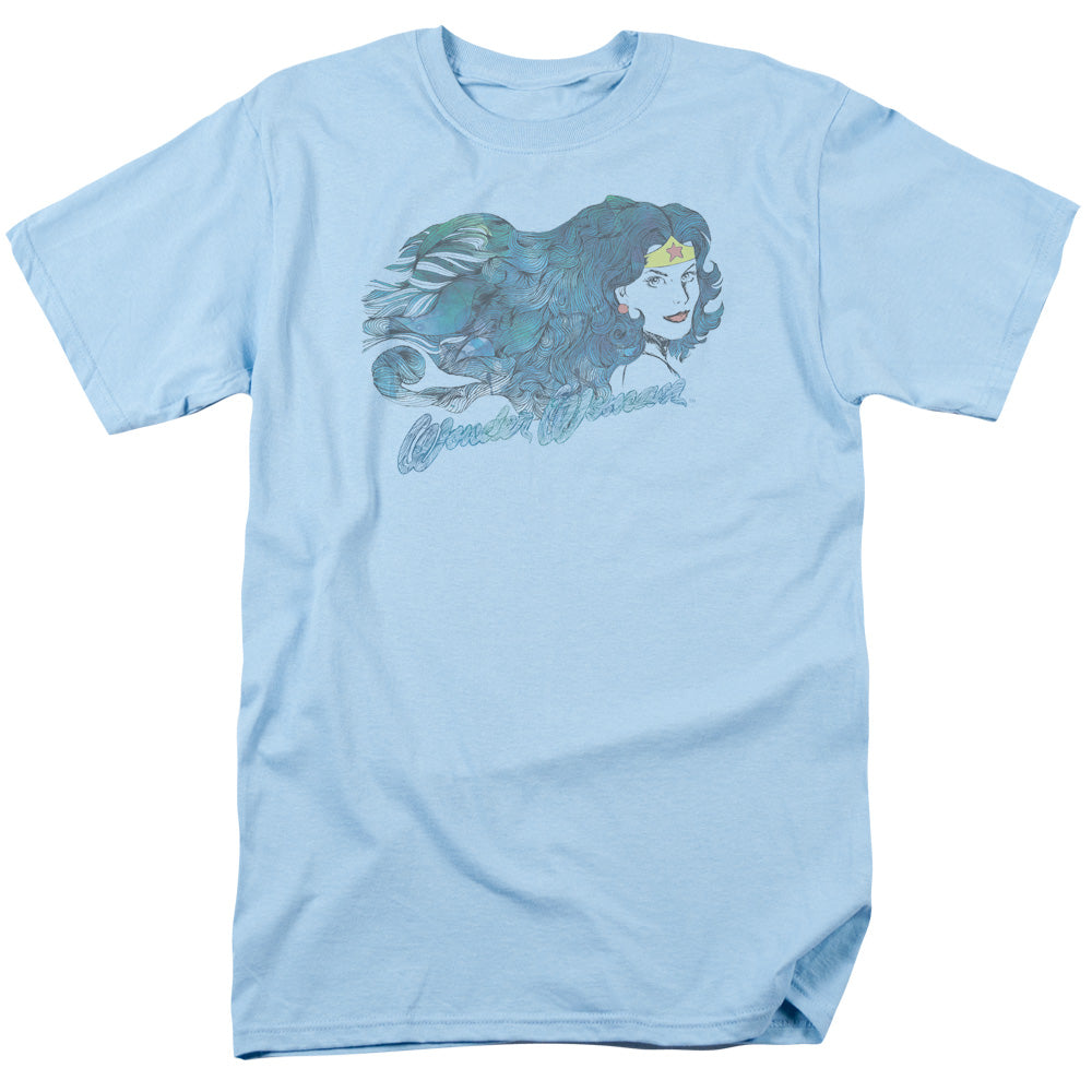 Justice League Of America Watercolor Hair Mens T Shirt Light Blue
