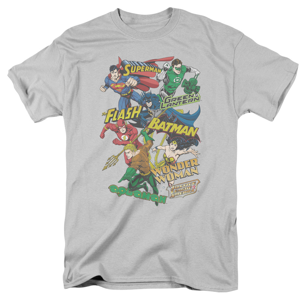 Justice League Of America Justice Collage Mens T Shirt Silver