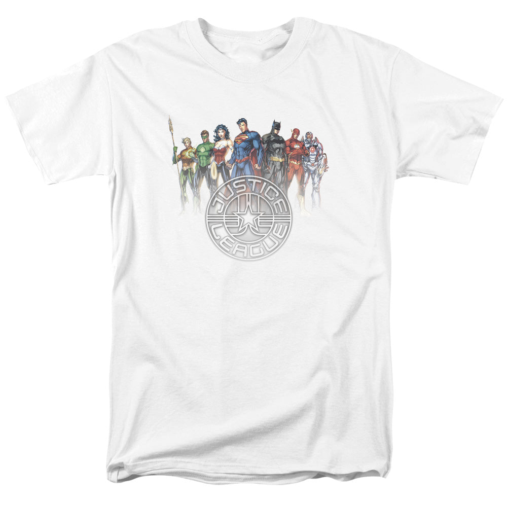 Justice League Of America Circle Crest Mens T Shirt White
