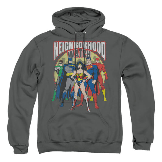 Justice League Of America Neighborhood Watch Mens Hoodie Charcoal
