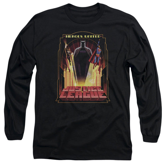 Jla Heroes United Mens Long Sleeve Shirt Black Officially Licensed