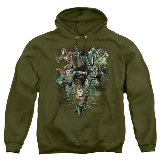 Justice League Of America Spacing Out Mens Hoodie Military Green