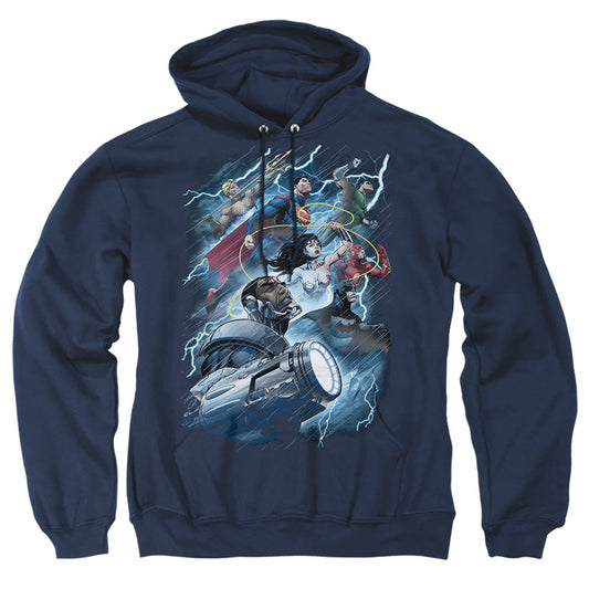 Justice League Of America Ride The Lightening Mens Hoodie Navy