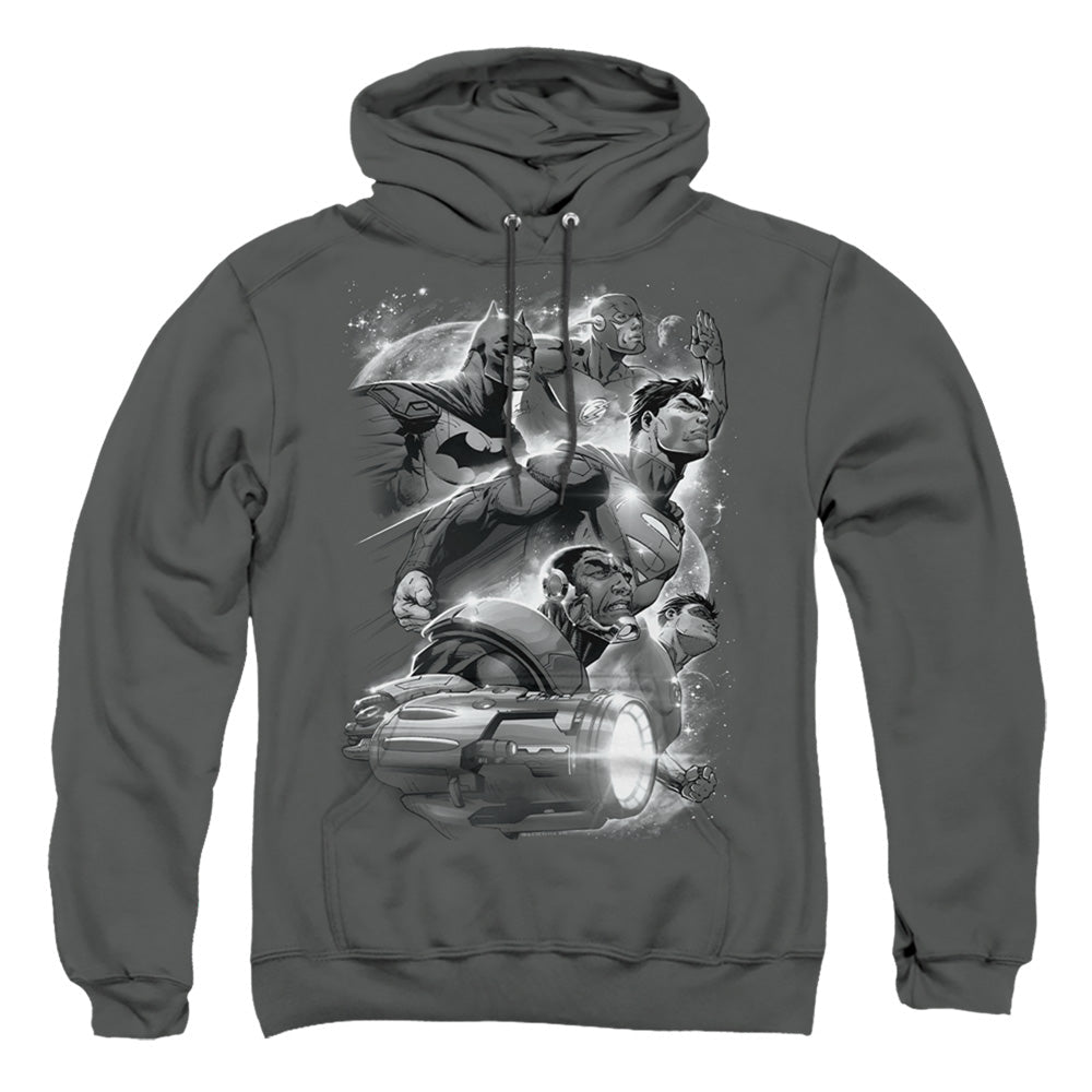 Justice League Of America Atmospheric Mens Hoodie Charcoal