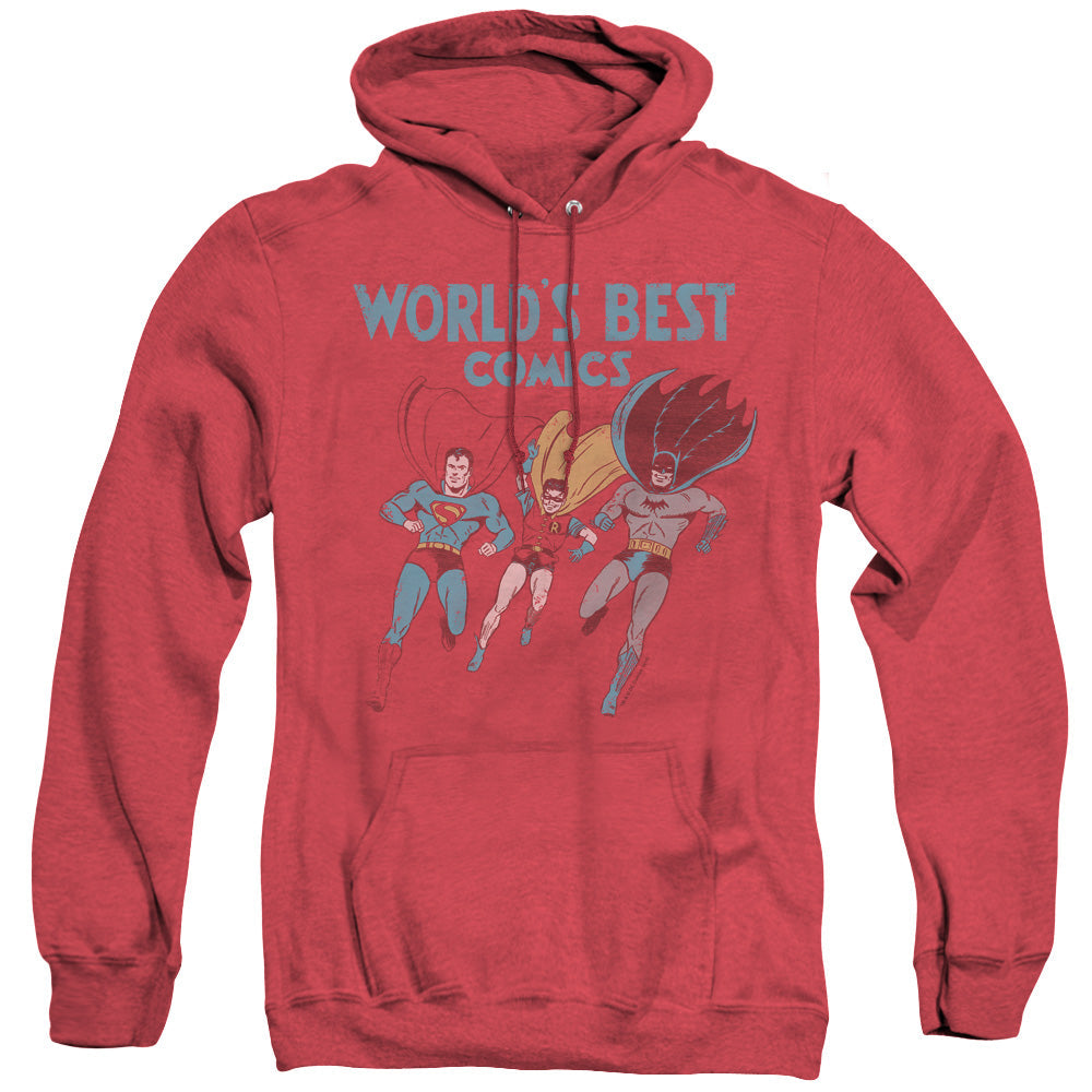 Justice League Worlds Best Heather Mens Hoodie Red