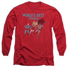 Load image into Gallery viewer, Jla Worlds Best Mens Long Sleeve Shirt Red Officially Licensed
