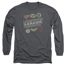 Load image into Gallery viewer, Jla Symbols Mens Long Sleeve Shirt Charcoal Officially Licensed