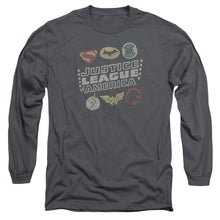 Load image into Gallery viewer, Jla Symbols Mens Long Sleeve Shirt Charcoal Officially Licensed