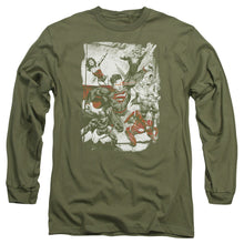Load image into Gallery viewer, Jla Green And Red Mens Long Sleeve Shirt Military Green Officially Licensed