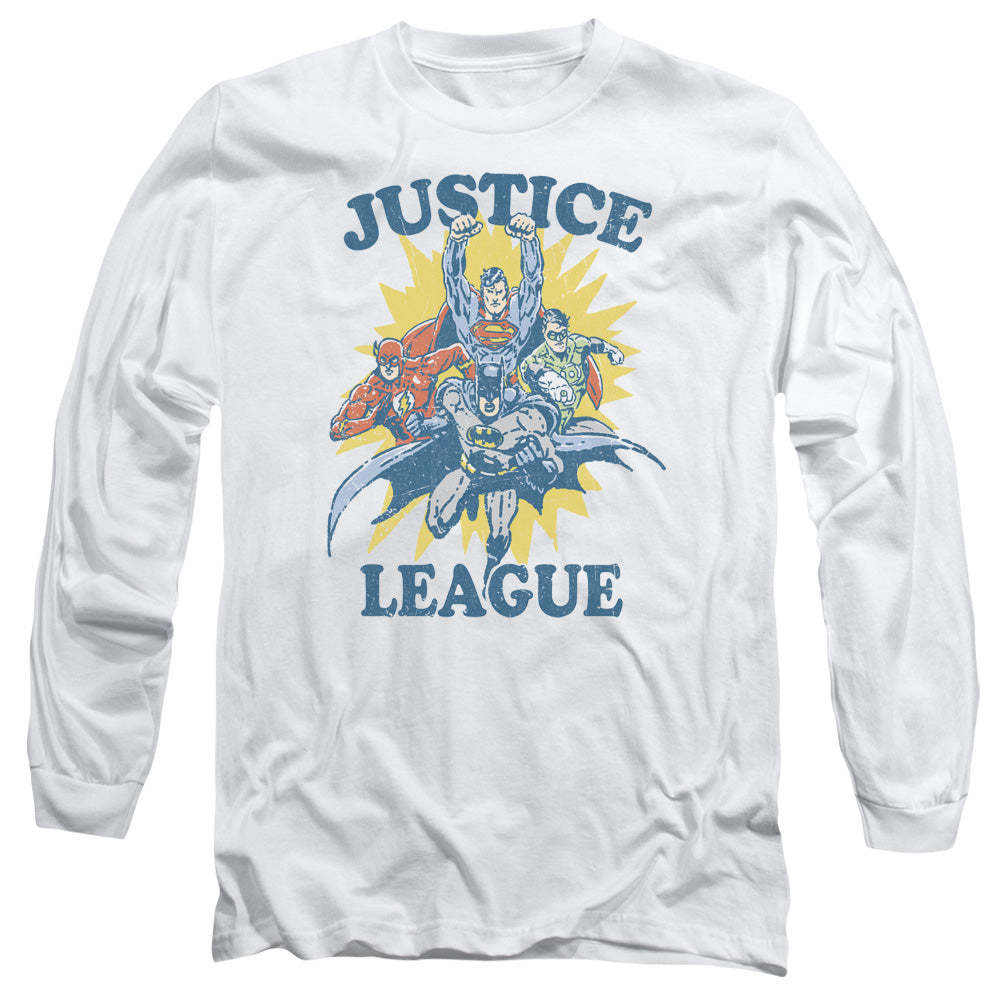 Justice League Lets Do This Mens Long Sleeve Shirt White