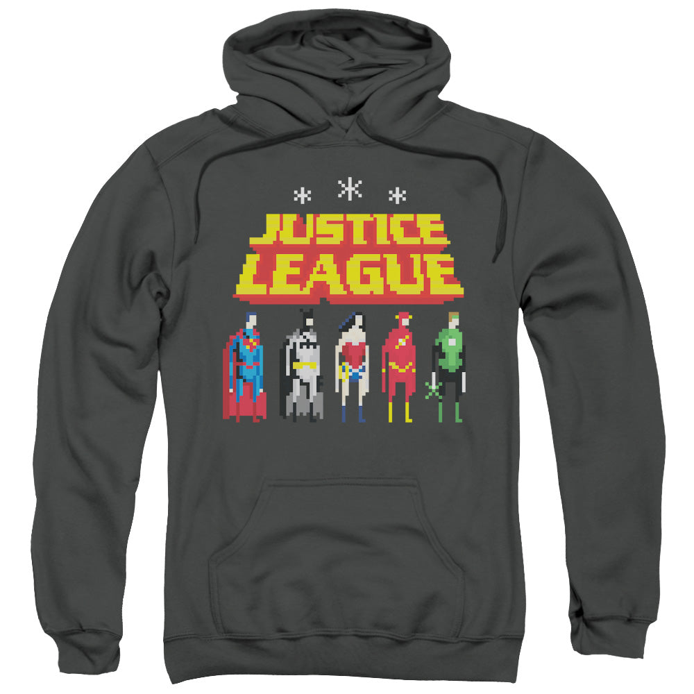 Justice League Standing Below Mens Hoodie Charcoal