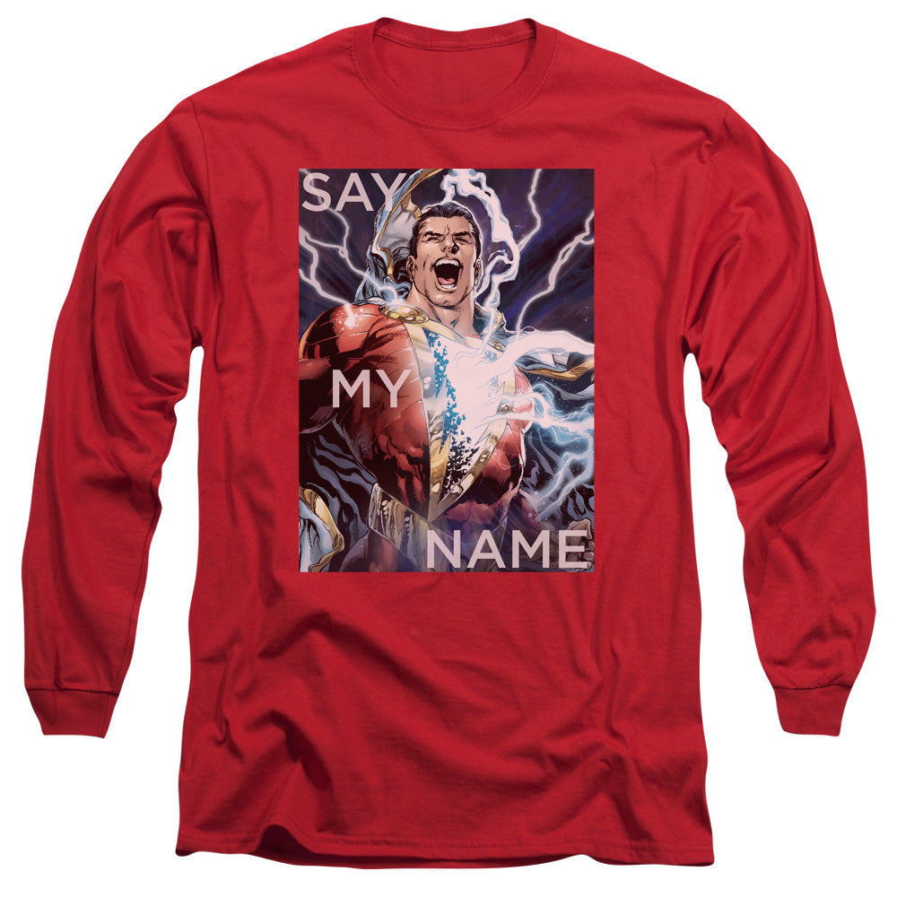 Justice League Say My Name Mens Long Sleeve Shirt Red
