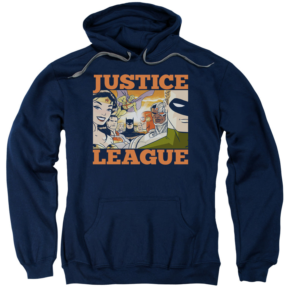 Justice League New Dawn Group Mens Hoodie Navy Blue