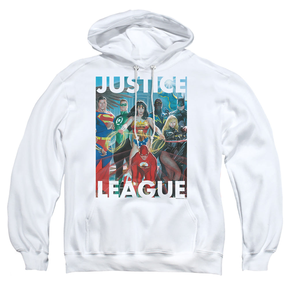 Justice League Of America Hall Of Justice Mens Hoodie White