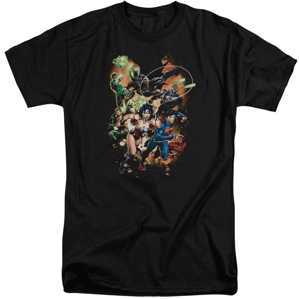Justice League Battle Ready Mens Tall T Shirt Black