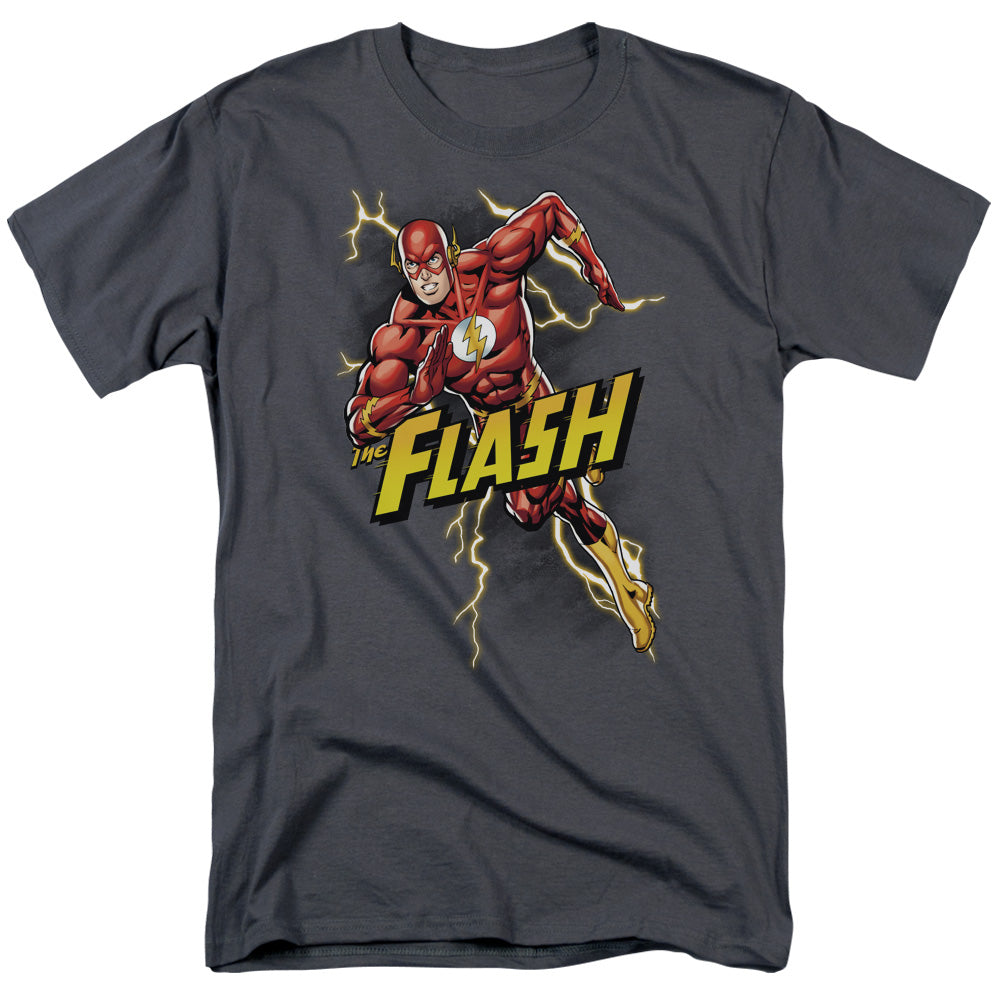 Justice League Of America Bolt Run Mens T Shirt Charcoal