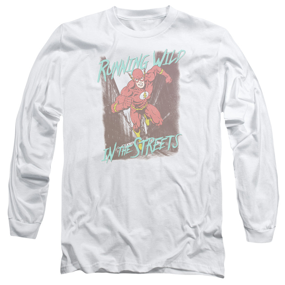 Justice League Running Wild Mens Long Sleeve Shirt White