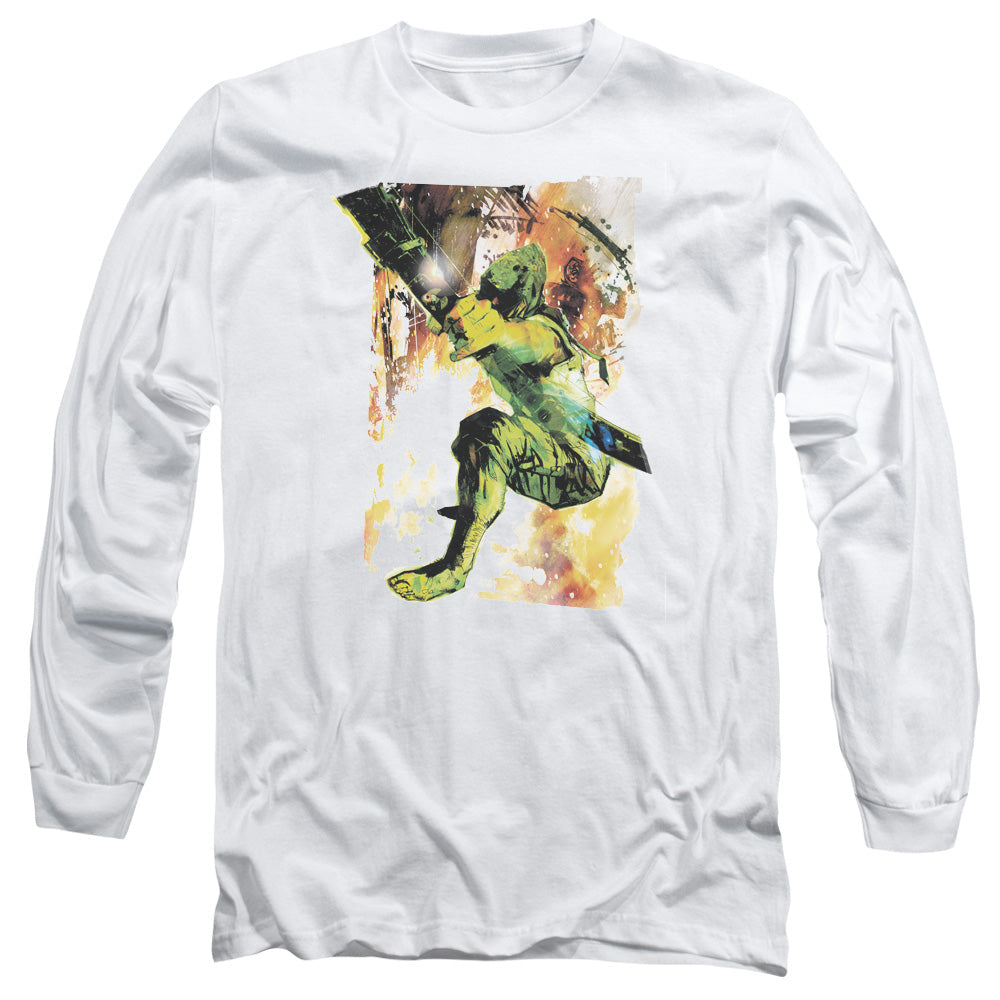 Justice League Painted Archer Mens Long Sleeve Shirt White