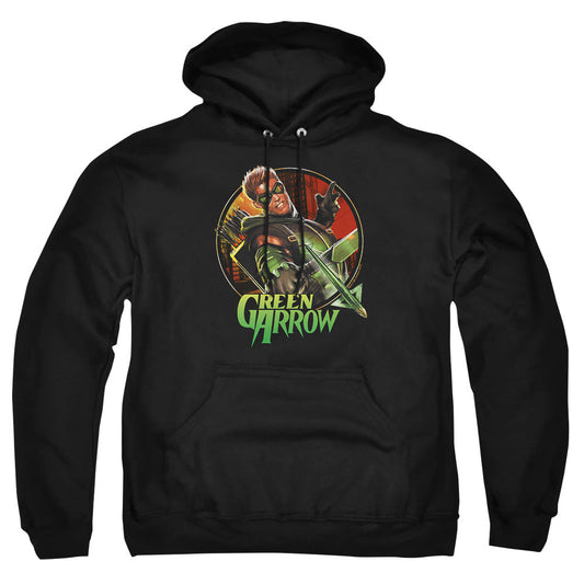 Justice League Of America Sunset Archer Mens Hoodie Black