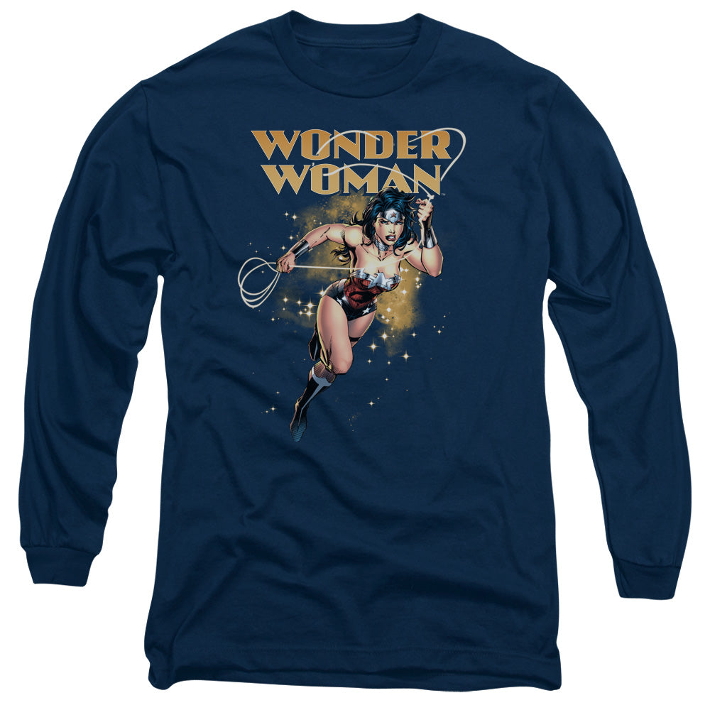 Justice League Star Lasso Mens Long Sleeve Shirt Navy Blue