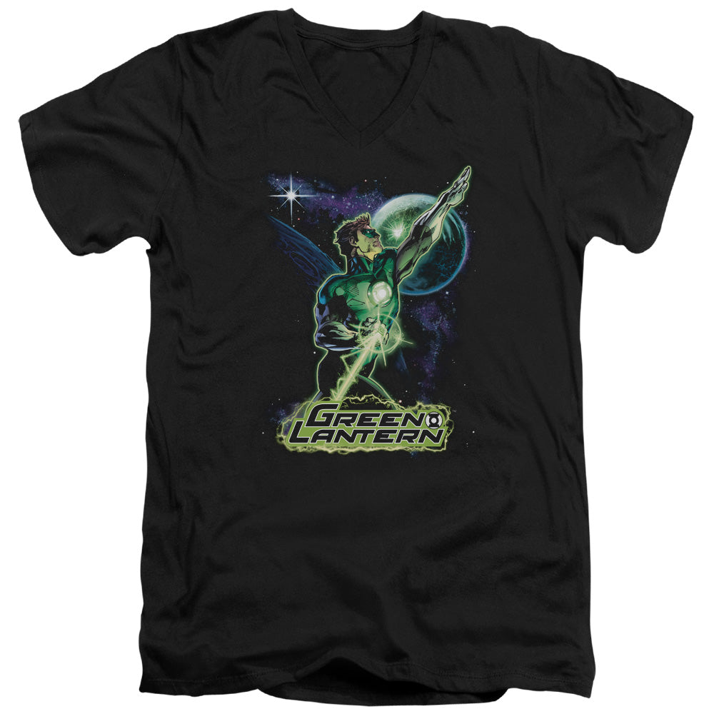Justice League Hal Galaxy Mens Slim Fit V-Neck T Shirt Black