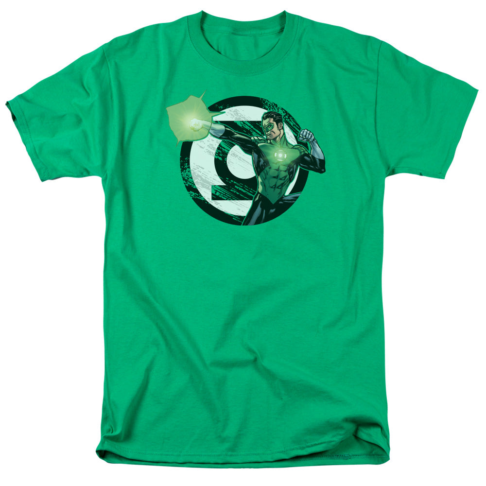 Justice League Of America Blasting Logo Mens T Shirt Kelly Green