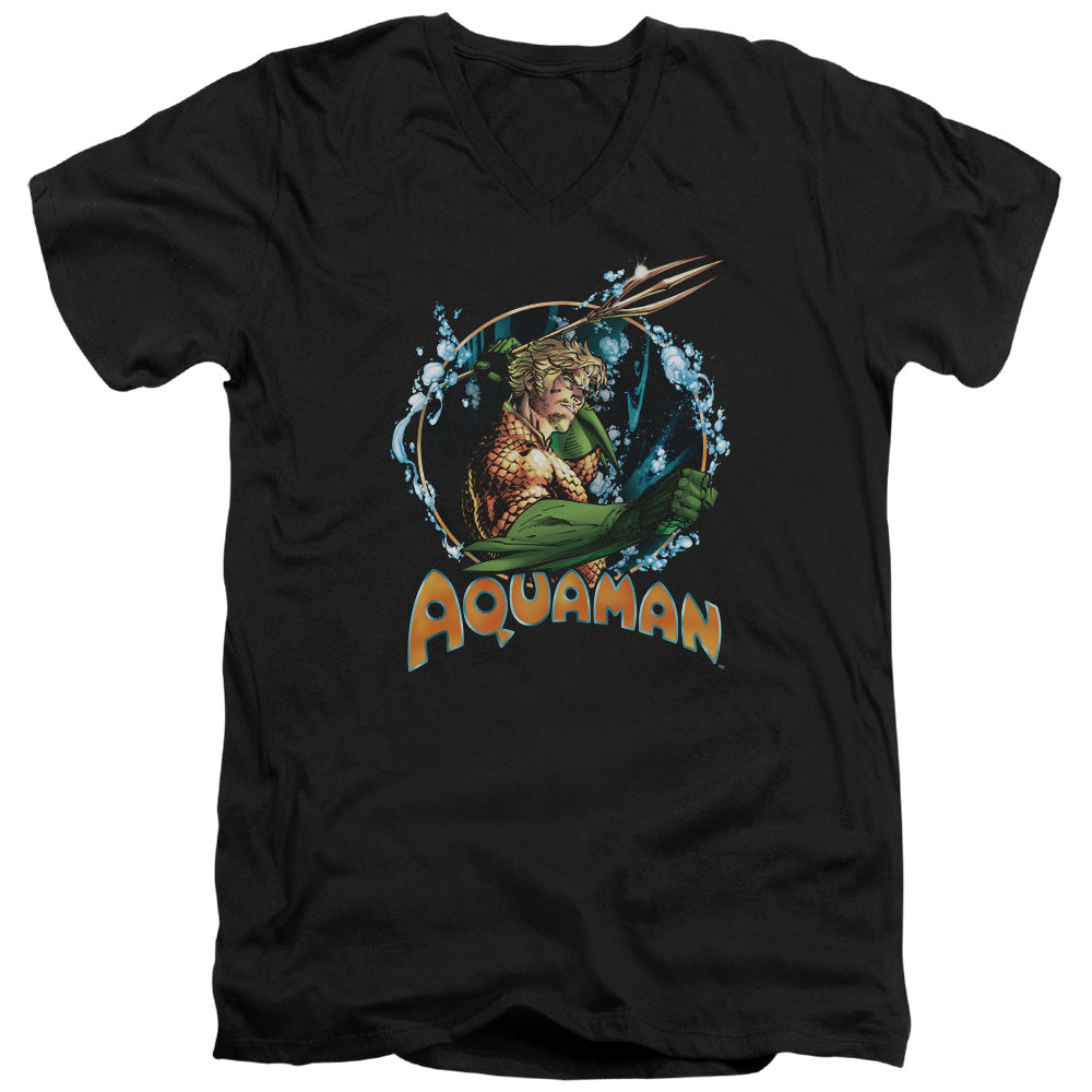 Justice League Ruler of the Seas Mens Slim Fit V-Neck T Shirt Black