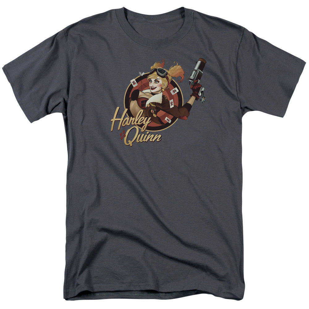 Justice League Of America Harley Bomber Mens T Shirt Charcoal
