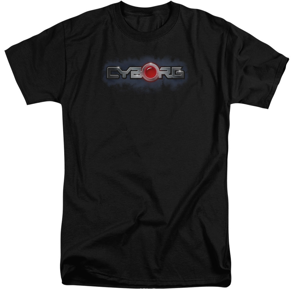 Justice League Cyborg Title Mens Tall T Shirt Black