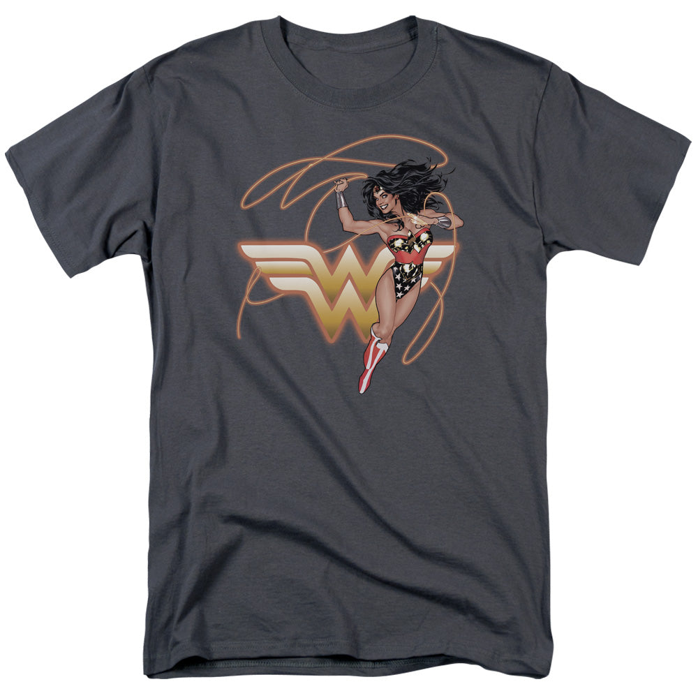 Justice League Of America Glowing Lasso Mens T Shirt Charcoal