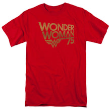 Load image into Gallery viewer, Wonder Woman Wonder Woman 75Th Anniversary Gold Logo Mens T Shirt Red