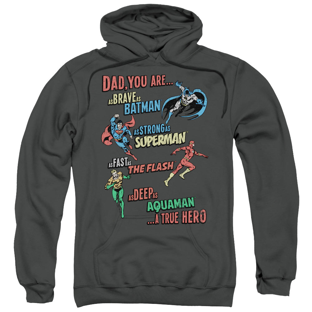 Justice League Dad Hero Mens Hoodie Charcoal