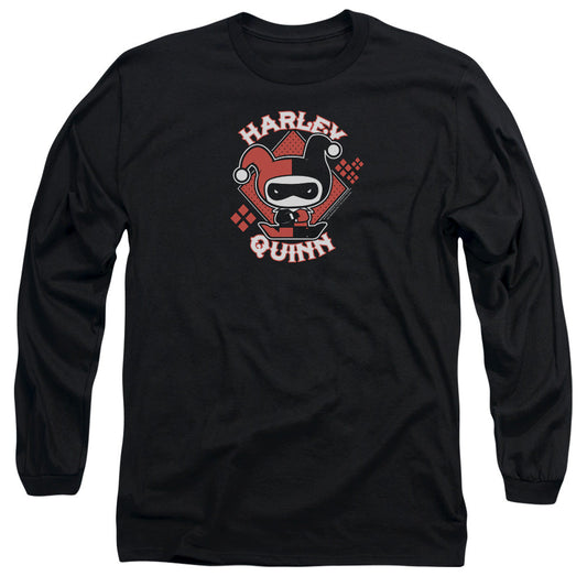 Jla Harley Chibi Mens Long Sleeve Shirt Black Officially Licensed
